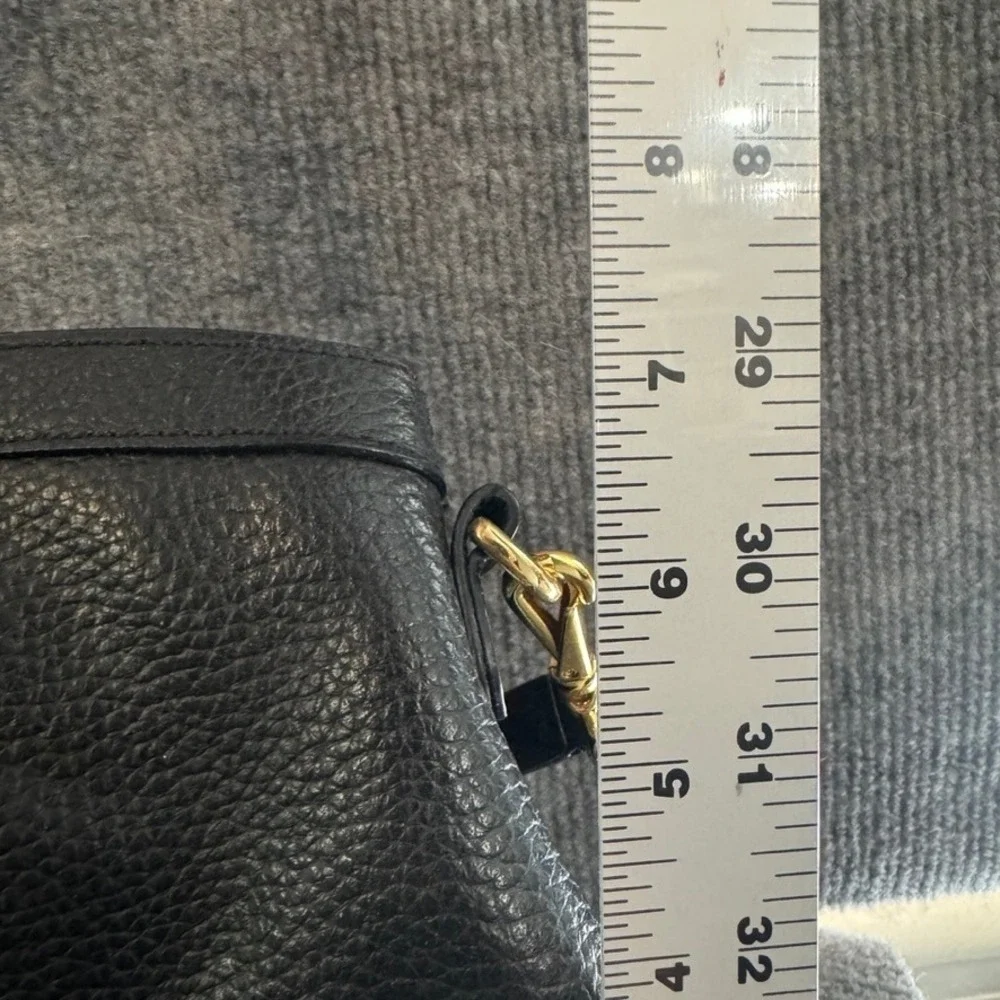 Lauren Ralph Lauren Black Pebbled Leather Satchel Crossbody Bag Gold Hardware